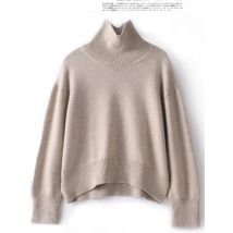 Jesienno-zimowy nowy 100% czysty kaszmirowy sweter damski gruby sweter z golfem luźny sweter z dzianiny