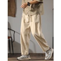 Japanische Baumwolle Leinen Hosen Männer Sommer Gerade Casual Baumwolle Jogginghose Männlichen Breite bein Oversize Leinen Hosen 2024 Neue