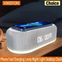 30W Wireless Chargers Pad Phone Fast Charging Dock Alarm Bedroom Lamp Night Light Desktop Clock Thermometer For iPhone Samsung