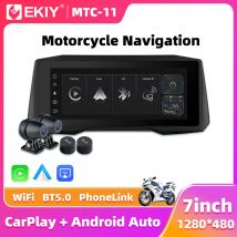 EKIY 7-calowy bezprzewodowy CarPlay Moto Android Auto Przenośna cyfrowa deska rozdzielcza motocykla Nawigacja GPS Wyświetlacz Monitor TPMS