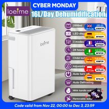 Oczyszczacz powietrza i osuszacz LOEFME 16L/dzień, pochłaniacz wilgoci z kółkami, wąż 3M, usuwa wilgoć, pleśń i nieprzyjemne zapachy, cichy.