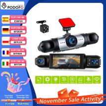 Kamera samochodowa Podofo z GPS, WiFi, noktowizorem, monitoringiem parkowania, rejestratorem jazdy, detekcją ruchu, nagrywaniem w pętli i funkcją cofania.