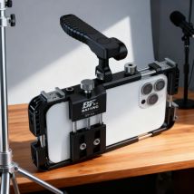 BFT-05A Phone Cage w/ 360° Bluetooth Handle & Filter Mount Lightweight Plastic Rig for Vlogging iPhone  Android 17 17 Pro max
