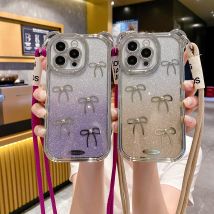 Telefon gurt Telefon Lanyard galvani sierte Bowknot Gradient Telefon hülle für iPhone 16 15 13 13 12 11 Pro Max 16 plus stoß feste Hülle