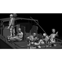 1/35 Scale Die-Cast Resin Figure Model Kit Boat Crews & Animals 5 Figures (No Boat) Unassembled and Unpainted