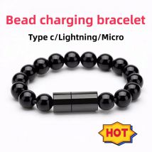 Bracciale con perline Cavo USB Cavo di ricarica USB C indossabile Caricatore USB C portatile per iPhone Tipo C Cavo di ricarica rapido Micro USB Regalo
