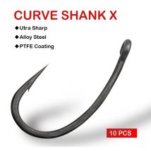 10x Angeln Karpfen Auge Haken Gerade Nadel Spitze PTFE Beschichtung Micro Brab High Carbon Stahl Angelhaken Tackle