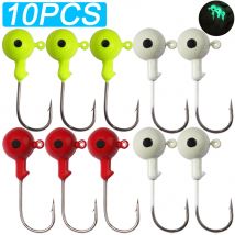 10 pz/lotto Metallo Jig Ganci 3.5g 18g Colore 3D Eye Ball Jigging Testa Gancio Spinato Manovella Gambo per Richiamo Morbido Verme Pesca amo