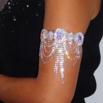 Stonefans Kristall Quaste Arm Kette Armband Braut Hand Zubehör Boho Designer Bling Strass Armreif Fußkettchen Kleid Schmuck
