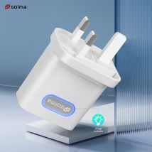 SOLMA UK Standard Charging Head 3 Ports 3.1A USB Charger For iPhone Xiaomi With Display Mobile Plug Universal Fast Charger