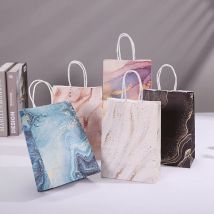 5 sacchetti regalo in carta kraft con design in marmo con manico, sacchetti per imballaggio per feste di compleanno, regali di nozze per gli ospiti, forniture per Eid Ramadan