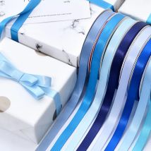 YAMA 6 9  mm Double Face Satin Ribbon 100yards/Roll  Blue for Party Wedding Decoration Handmade Rose Flowers Ribbongs