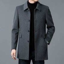 Mantel Herren mittlere und lange doppelseitige Woll-Windjacke Four Seasons Revers Wolljacke