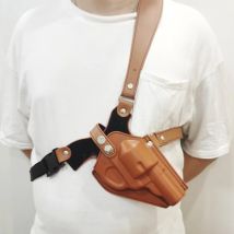 Tactical One Shoulder underarm holster Wheel 10mm Chest Hanging Pistol Bag Western Cowboy PU Leather Adjustable Type Shoulder
