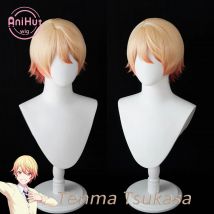 【AniHut】Tenma Tsukasa Blonde Orange Mix Cosplay Perücke Projekt SEKAI BUNTE BÜHNE! Gerade Hitze Beständig Synthetische Cosplay Haar