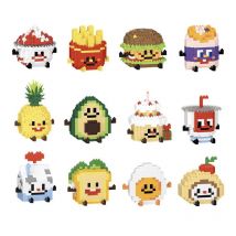 Clc Diamant partikel lässig Spleißen Obst Pommes Frites Burger Block Spielzeug Happy Food und spielen Serie Spielzeug für Kinder Geschenke
