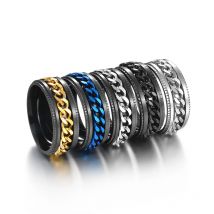 Cool Stainless Steel Rotatable Men Ring High Quality Spinner Chain Punk Women Jewelry for Party Gift