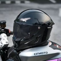 Universal Bright Black Full Face Motorcycle Helmet with Aerodynamic Shell Design Suitable for Scooter Dirt Bike Keep Stable Ride