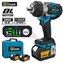 Gami-llave eléctrica sin escobillas 2800N.M, llave de impacto inalámbrica de 1/2 pulgadas, destornillador eléctrico, taladro para Pin de batería Makita de 18V