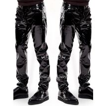 S-XXL Wet Look PVC Hosen Männer Glänzende PU Leder Jeans Hosen Strumpfhosen Hip Hop Lederhose Taschen Spodnie Pantalon Clubwear Jogger