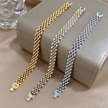 Greatera Five-layer 10mm Beaded Men's Bracelet Two Tone Classic Stainless Steel Band Series Watch Chain Bangle Jewelry For Women