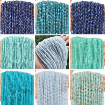 2 3 4 mm Blu Minúscolo Perline di Pietra Acquamarina Sfaccettata Amazzonite Lapislazzuli Rotonda Branelli Allentati Del Distanziatore Braccialetto Fai Da Te Creazione di Gioielli 15'