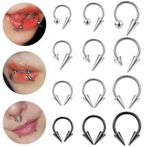 ZS 16G Cone Septum Ring Piercing ze stali nierdzewnej podkowa do nosa Pierścionki do ust Czarny kolor Tragus Helix Biżuteria do ciała