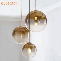 OUDELADI Pendelleuchten Gold Silber Klarglas Hängelampe Küche Leuchte Esszimmer Wohnzimmer Schlafzimmer Nachttisch Pendelleuchte