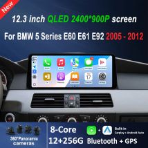 12,3 Zoll QLED 2400*900P für BMW 5er Serie E60 E61 E92 2005 - 2012 Android 16 Auto-Multimedia-Videoplayer DSP Kabelloses Carplay