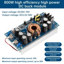 Max 30A 800W DC-DC Step Down Buck Converter Power Supply Module DC 20V-70V to DC 2.5V-58V Adjustable Constant Current Step-Down