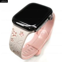 URVOI Armband für Apple Watch Serie 10 9 876 SE 54, Silikonband für iWatch, chinesisches Redbud-Blumenarmband, Schmetterlings-Dornschließe