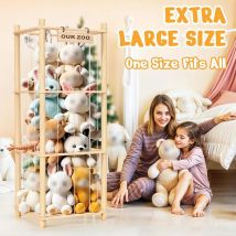 53 Inch Stuffed Animal Storage Display Rack Extra Large Capacity Wood Plush Storage Organizer Elastic Cord Toy Organizer
