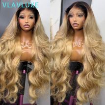 Ombre 30 Zoll Körperwelle 400 Dichte verwurzelte leimlose Perücken 100 % Echthaar 13x6 HD Lace Front brasilianisches Remy Echthaar lockige Perücken