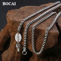 Bocai 3mm neue trend ige s925 Sterling Silber Schmuck Buddhismus sechs Zeichen Mantra Vajra Hanf