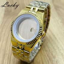 Neues 40-mm-Gold-Land-Dweller-Uhrengehäuse mit 904L-Armband, Saphirglas, passend für NH34 NH35 NH36 Uhrwerk für Uhrenzubehör mit 28,5 Zifferblatt