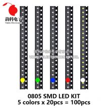 100 Stück, 5 Farben, je 20 Stück, 5730 5050 3528 1210 1206 0805 0603 0402 SMD-LED-Dioden-Set, Rot, Grün, Blau, Weiß, Gelb