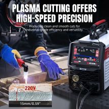 ANDELI 220V Półautomat do spawania z funkcją pulsu TIG, spawanie elektrodą, cięcie, spawanie gazowe i bezgazowe, spawanie aluminium MIG, 6 w 1, przecinarka plazmowa