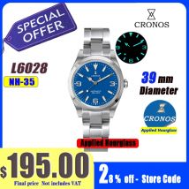 Cronos EX Diver Mechanical Men Watch NH35 39mm Automatic Sapphire Glass Bushed Bracelet 10ATM L6030M