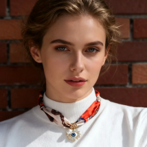 Neue Design Big Eye Anhänger Strass Halsband Halskette für Frauen Elegante Weiche Seide Pullover Halskette Schmuck Zubehör