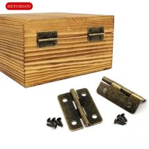 12pcs Wooden Box Hinge with Screw for Jewelry Chest Gift Wine Music Case Dollhouse Cabinet Door Antique Brass Bronze 21x30mm
