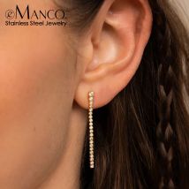 eManco Edelstahl vergoldet glänzende Zirkonia Ohrringe hochwertige neue Damen einreihige Quaste Anhänger Mode-Accessoire