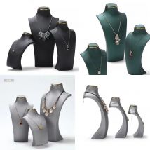 Luxus Aussteller PU Leder Halskette Schmuck Display Stand Hals Büste Modell für Juweliergeschäft Vitrine Requisiten Fenster Thekenregal