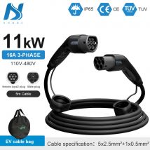 Khons Type2 a Type2 Ev Cavo di ricarica 3 fasi 16A Spina femmina-maschio Cavo 5M 11kw IEC62196-2 EVES Stazioni di ricarica