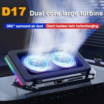 Tappetino di raffreddamento per laptop da gioco D17 per supporto di raffreddamento per notebook da 15-21 pollici con luce RGB 2 ventole Staffa per laptop con schermo LED regolabile a 5 angoli