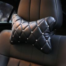 1PC Bling Strass Auto Hals Kissen PU leder Kristall Auto Kopfstütze Kissen Taille Unterstützt Auto Sitz Kissen Auto zubehör