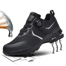 Drehknopf Sicherheitsschuhe Männer Stahlkappe Turnschuhe Pannensichere Arbeitssicherheitsstiefel Luftpolster Sport Arbeitsschuhe Anti-Smash-Stiefel