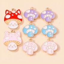Leslie 10pcs/lot Cute Enamel Mushroom Charms for DIY Jewelry Making Accessories Handmade Earring Bracelet Necklace Pendants