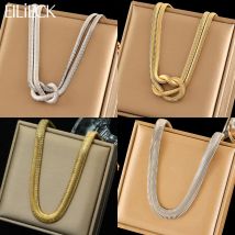 EILIECK 316L Stainless Steel Gold Silver Color Snake Bone Chain Necklace For Women Trendy Waterproof Jewelry Holiday Gift Collar