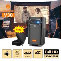 VEVSHAO V30 Proiettore DLP LED portatile 1080P con batteria incorporata Sistema Android Smart Wifi 3D pronto per uso domestico e esterno