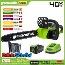 Greenworks 40V Bürstenloser Kettensägenmotor 12M/S mit Original 16-Zoll-Kettenstange und Oregon-Sägekette mit 4-Ah-Akku und Ladegerät